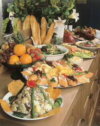 A typical conference buffet at Three Ways House