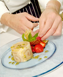 Chef preparing dessert